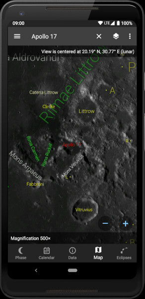 Phone screenshot: Moon Map